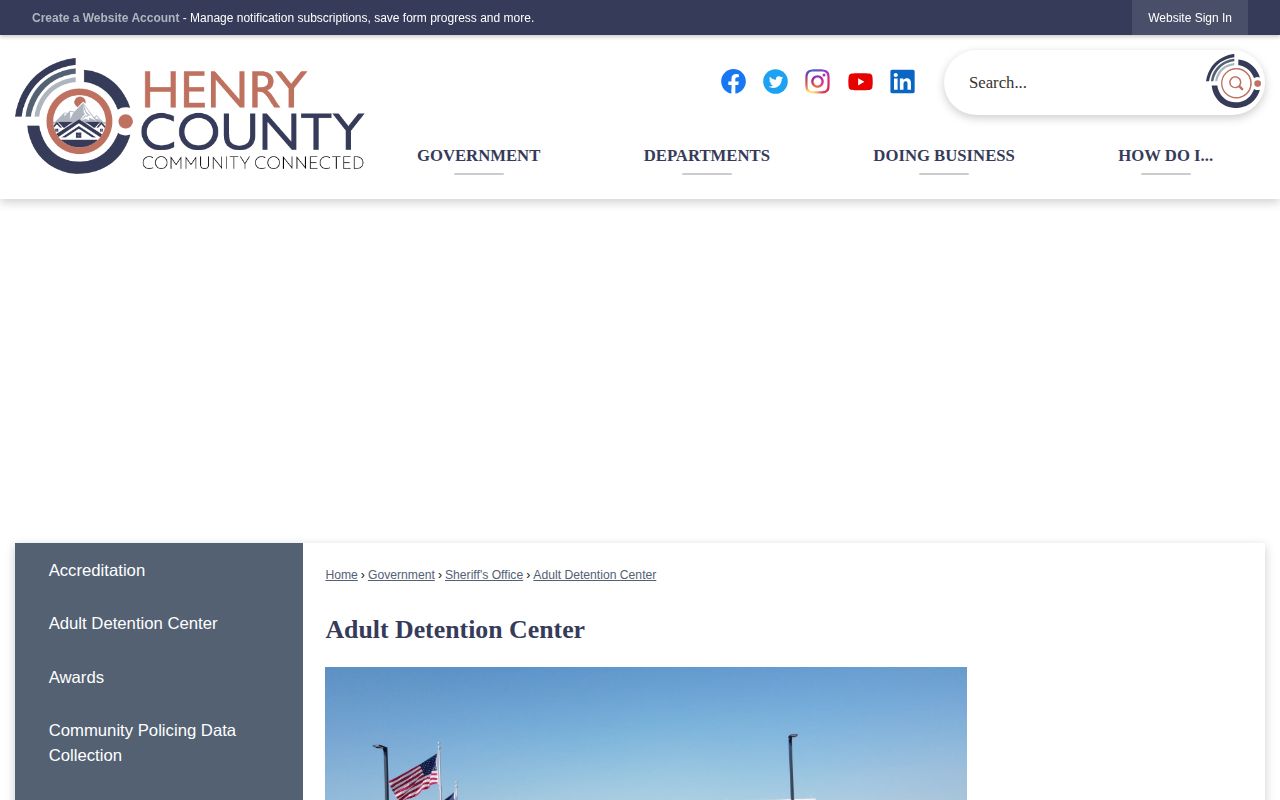 Ridgeway Henry County adult custody record source at the Adult Detention Center