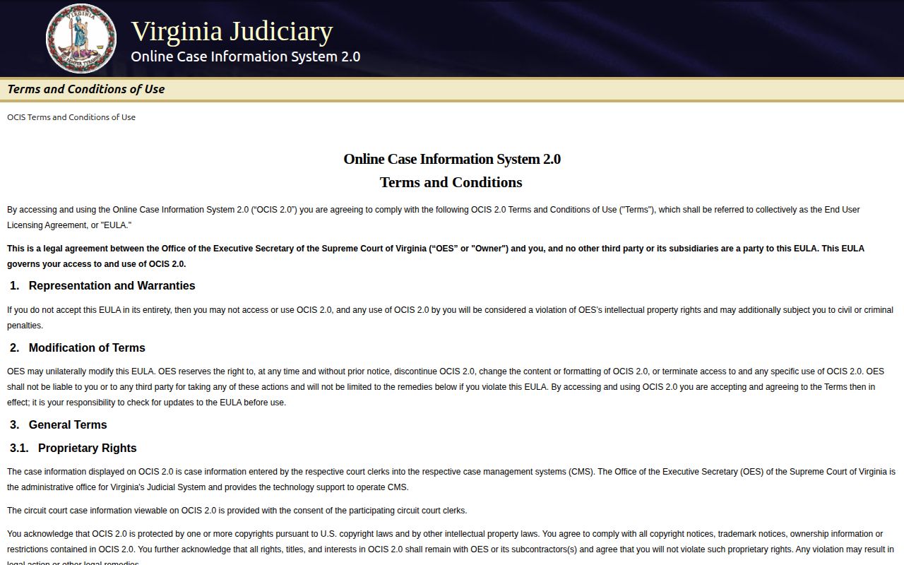 Virginia OCIS adult court case search for Henry County record follow-up